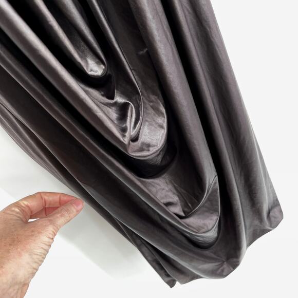 Poleci Women's Draped Matte Satin Mini Slip Dress Sz M Dark Brown Straps Slinky - Picture 3 of 10